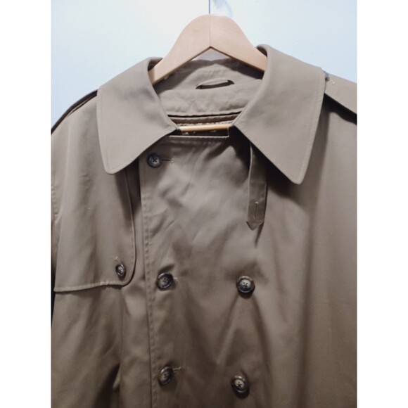 Men's Nordstrom Tan Trench Coat With Wool Blend Zipout Lining Size 46R - Picture 7 of 14